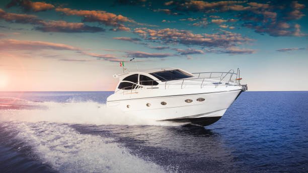 A motor boat at sea
